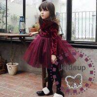 HIK-ชุดเจ้าหญิงสำหรับเด็กผู้หญิงชุดกำมะหยี่ขนแกะชุด Ruffle Tulle Tutu Dress