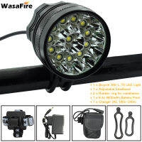 WasaFire 12* T6 LED 2 in 1 Bicycle Headlight 20000lm Bike Light Front Head Lamp Cycling Flashlight + 18650 + Charger