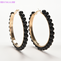 ?XTWLKJ? FG Women Fashion Faux Pearl Earings Chic Beads Gold Plated Ear Hoop Circle Earrings