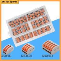 SHIRUI 60Pcs สีส้มสีส้ม ขั้วต่อไฟฟ้า 2 3 5พอร์ต ขั้วต่อสายไฟ พร้อมกล่องใส่ ขั้วต่อสายคันโยก การเชื่อมต่อที่รวดเร็ว