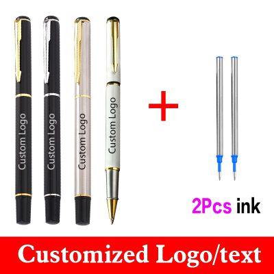 Metal Ballpoint Pen 3pcs/set Advertising Signature Pen Get 2 Ink Business Gift Pen Gel Pen Custom Logo Wholesale Lettering Name Pens