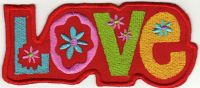 iron on patch Embroidery colorful Love Flower power 11x5cm ความรัก พลังดอกไม้ ตัวรีด เย็บติดผ้าประเทศไทย โลโก้ปัก มีกาวสำหรับรีด ตกแต่งเสื้อผ้า