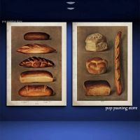 Bread Food Posters French Baked Illustration Canvas Print Pictures Wall Grocery Room