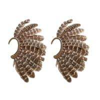 2Pcs Unisex Big Feather Ear Cuff Non Piercing Gold Clip on Earrings