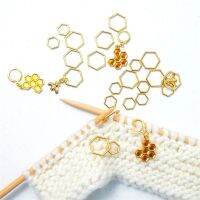 ▣✇✖ Hexagon Bee Pendants Knitting Stitch Markers Gold Color Zinc Based Alloy Crochet Locking Needle Clip Knitting Tools