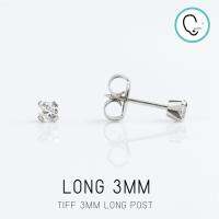 (ก้านยาวพิเศษ สำหรับเจาะ Sterile)CZ 3mm Tiffany ก้านสีเงิน ปลอดภัย 100%_STD051