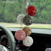 Cute Rhinestone Car Ornaments Crystal Ball Car Pendant Car Rearview Mirror Pendant Birthday Gift Pink Car Decoration Accessories