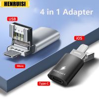 3 in 1 OTG Adapter Type C Female to USB Male/Micro/Lightning Ios Converter Support Fast Charge Data Transmission OTG Connector