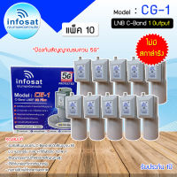 หัวรับสัญญาณดาวเทียม LNB C-BAND Infosat รุ่น CG-1(5G) (ไม่มีสกาล่าริง) แพ็ค 10