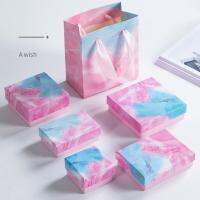 Gradient Pink Blue Gift Box Candy Jewelry Box Kraft Paper Christmas Gift Packaging Box Candy Bags Wedding Favors Birthday Party