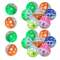 18Pcs 4cm Plastic Pet Cat Kitten Play Balls with Jingle Bell Pounce Chase Rattle Toy Colourful Cat Pet Supplies Toys