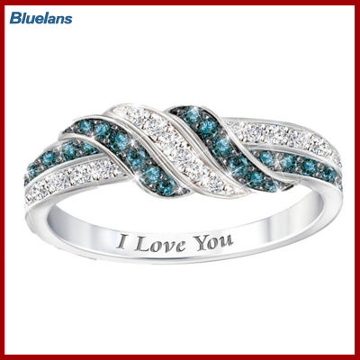 Bluelans®ผู้หญิงพลอยเทียมส่องสว่างฝังI Love Youตัวอักษรงานแต่งงานแหวนเครื่องประดับของขวัญ