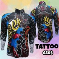 เสื้อตกปลา JK THAILAND ลาย TATTOO สีดำ ป้องกันรังสี UV 80-90% สีไม่ตก แห้งเร็ว