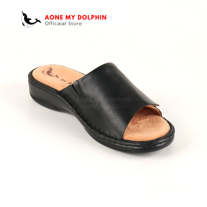 aone-my-dolphin-ลิขสิทธิ์แท้-wd36-รองเท้าหนังแท้-รองเท้าเพื่อสุขภาพ-พื้นนุ่มพิเศษ-รองเท้าแตะ-การันตีใส่สบายเท้า