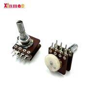 1pcs Rk16 potentiometer with equal noise b100kx2 with stepping belt axle with 25mm long wrapped thread