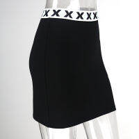 Sexy Mini Pencil Skirt Women Elastic High Waist X Letter Printed Vintage Body con Strech Short Brand Skirts