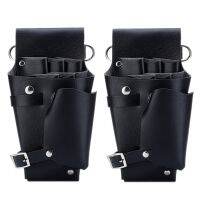 2X Leather Hairdressing Case Tools Scissor Bag Barber Pouch Holder Rivet Purse Adjustable Waist Shoulder Belt