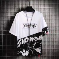 Mens T-shirt Japanese Style Fashion Personality Trend Handsome English Letter Printed T-shirt Cool Loose Short-Sleeved T