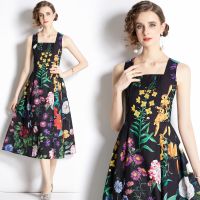 【HOT】☍► New Floral Print Neck Straps Sleeveless Waist Beach Sundress Backless