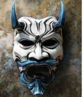 Latex Samurai Mask ญี่ปุ่นคอสเพลย์หน้ากากสยองขวัญยางอะนิเมะ Face Masques ฮาโลวีนเครื่องแต่งกาย Props Carnival Mascaras