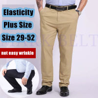 HY Plus Size seluar kerja lelaki Mens Trousers Casual Pants Grey Black Dark Blue Elastic Straight Business Men Big 44 46 48 50 52 140KG Trouser Pant seluar slack lelaki saiz besar dov