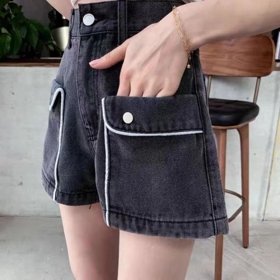 Cesq quần short denim lưng cao ống rộng thời trang mùa hè dành cho nữ - ảnh sản phẩm 8