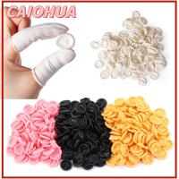 CAIOHUA 100/300PCS เป็นธรรมชาติ กันลื่น เครื่องมือทำเล็บ น้ำยาง ถุงมือป้องกันปลายนิ้ว ถุงมือยาง เตียงเด็ก ปลอกนิ้ว