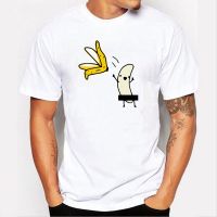 Mens Banana Disrobe Funny Design Print T-shirt Summer Humor Joke Hipster T-Shirt White Casual T Shirts Outfits Streetwear