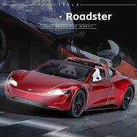 [COD] Boxed New 1:24 Tesla Roadster sports car model alloy simulation sound and light toy collection