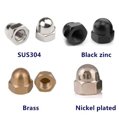 DIN1587 Acorn Cap Nut M3 M4 M5 M6 M8 M10 steel with black zinc nickel Stainless Steel 304 brass Decorative Cap Nuts Caps Covers Nails  Screws Fastener
