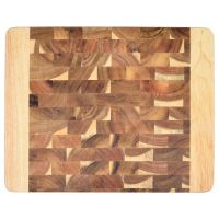 Acacia Wood Cutting Board with Hand Grips Solid Sturdy Chopping Serving Tray Platter Kitchen Geometric Cutting Board