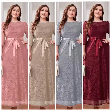 Plus Size Satin & Lace Maxi Dress