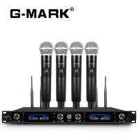 G-MARK G440 ไมโครโฟนไร้สายระบบ 4 ช่องUHFไร้สายชุดไมโครโฟนที่มีสี่มือถือไมโครโฟนความถี่คงที่ระยะยาว 260ftเหมาะสำหรับคริสตจักร,งานแต่งงาน,เหตุการณ์