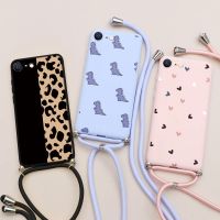 (Great. Cell phone case)  เคส iPhone SE 2022สายคล้องคอซิลิโคนสายคล้องคอเคสลายดอกไม้ SE3 3 5G