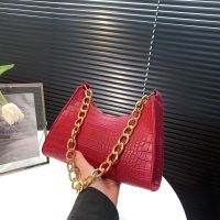 【YF】 2023 Fashion Solid Women Luxury Chain Handbag PU Retro Underarm Shoulder Bags Female Daily Design Totes Purse Pouch сумка багет