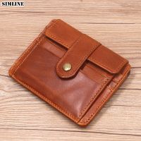 Leather Wallet For Men Male Cowhide Vintage Short Small Mens Purse ID Credit Card Holder With Coin Pocket Bag