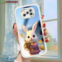 Jinsouwe เคสมือถือเคส Xiaomipocox3pro สำหรับ Xiaomi Poco X3 Pro ปกหนังเคสกระจกแบบเต็มตัวลายกระต่ายการ์ตูนเด็กผู้หญิง