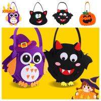 XYHKG ผ้าไม่ทอ ถุงขนมฮาโลวีนแบบทำมือ ค้างคาวผีผี แบบพกพาได้ DIY Trick or treat BAG สร้างสรรค์และสร้างสรรค์ กระเป๋าใส่ฟักทอง อนุบาลอนุบาล