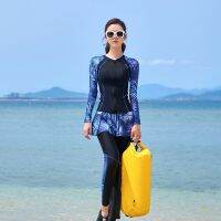 Womens Long-sleeved Training Sports and Leisure Swimwear Split Skirt Four-piece Swimsuit Diving Suit