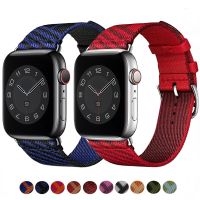 [HOT JUXLLKBKOW 514] ผ้าไนลอนสำหรับ Apple Watch Band 45มม. 44มม. 42มม. 41มม. 40มม. 38มม. สร้อยข้อมือกีฬาสายรัดข้อมือสำหรับ IWatch 7 6 5 4 3 SE Correa