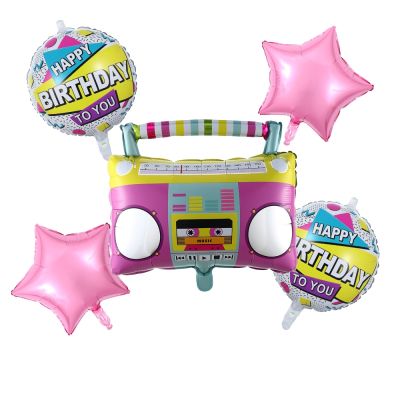 【CC】 1 Set Radio Skates Foil Balloons 22inch 4d Disco Helium Globos for 80s 90s Birthday Decorations Kids Air Balls