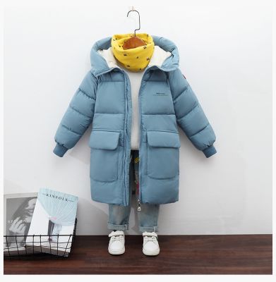 （Good baby store） Winter boys girls jacket 2022 The New hooded warm coat lengthened 2 10year old baby Korean version thickened children  39;s clothing