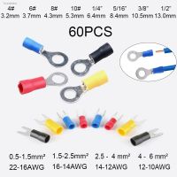 ❀ﺴ№ 60Pcs Ring Terminals Crimp Connector Wire Terminal Cable Electric Connector Assortment Terminals for Wire Lug Terminal