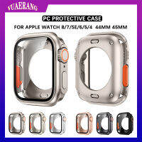 VUAERANG เคสป้องกันหน้าจอสำหรับนาฬิกา Apple,เคส PC ด้านหน้าและ Bemper Belakang แบบแข็ง45มม. 44มม. สำหรับ I Watch Series 8/7/6 /Se/ 5/4เปลี่ยนเป็นอุปกรณ์เสริมพิเศษ