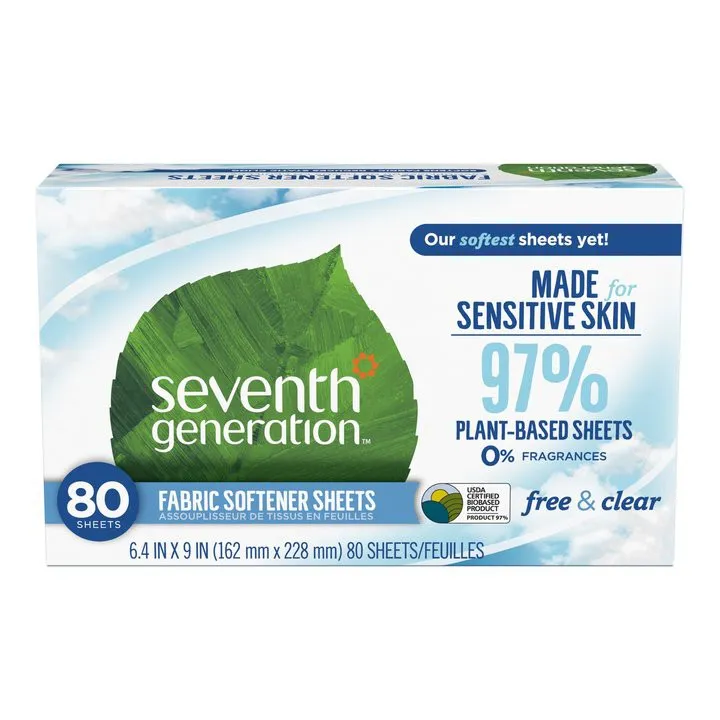 Seventh Generation Fabric Softener PlantBased Sheets, 80 sheets