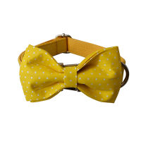 Wholesale Brife Bow Tie Collar Necklace Free Engrave Polyester Yellow Dot Print Break Free Puppy Adjustable Traction Rope Straps