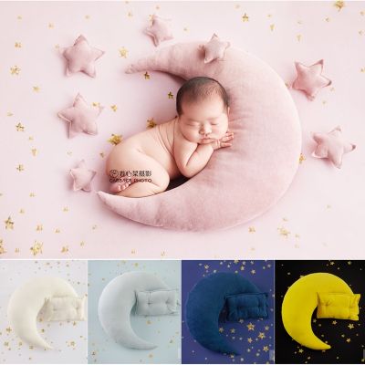卍 okhnxs Dvotinst bebê recém-nascido fotografia adereços lua estrelas mini travesseiro blingbling fundo cobertor conjunto studio shoots foto prop