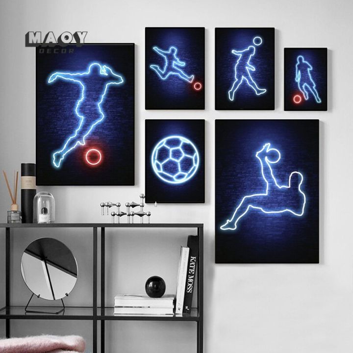 ultra-realistic-football-player-โปสเตอร์ภาพวาดผ้าใบ-wall-art-เหมาะสำหรับตกแต่งห้องนั่งเล่น-modern-highlight-line-ภาพ-top-home-decor