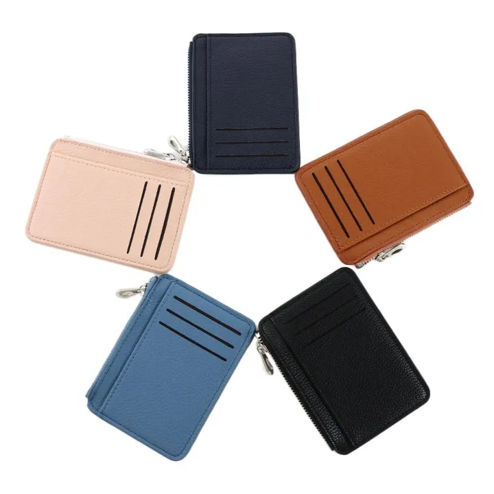 women-men-business-card-case-pu-leather-lychee-pattern-with-zipper-slim-wallets-bank-card-holder-coin-purse-money-clips