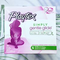 ผ้าอนามัยแบบสอด สูตรอ่อนโยน เหมาะกับวันมาปกติ และ วันมามาก Simply Gentle Glide Plastic Applicator Tampons (Playtex®)